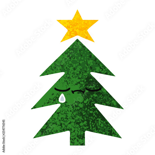 retro illustration style cartoon christmas tree
