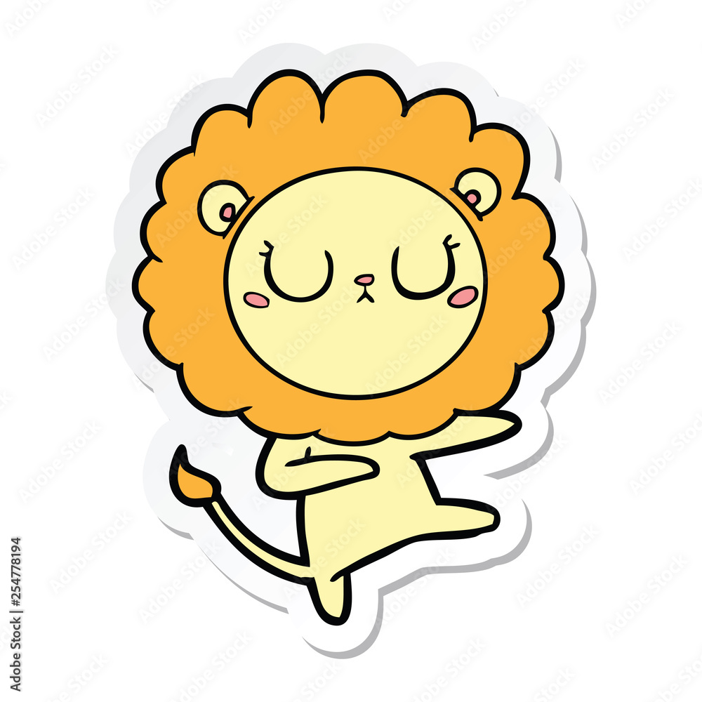 sticker of a cartoon lion dancing sticker of a cartoon lion dancing