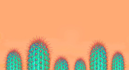 Background with cactus in trendy  color
