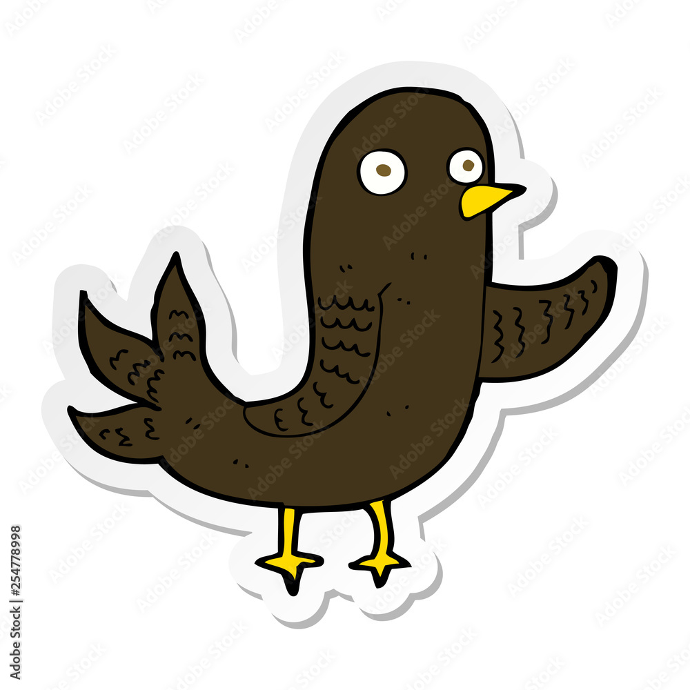 sticker of a cartoon waving bird sticker of a cartoon waving bird