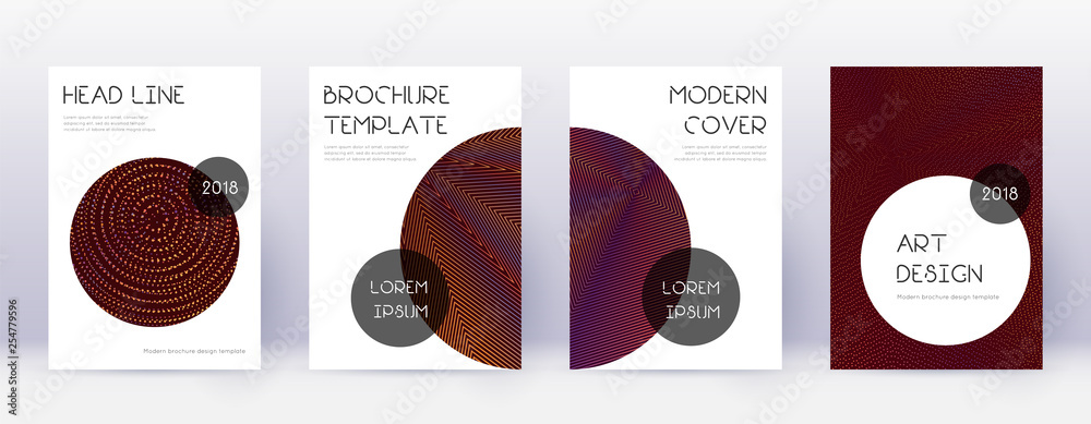 Trendy brochure design template set. Orange abstra