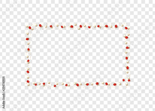 Realistic Red berries of Rowan and pearl, isolated on a transparent background. vector illustration