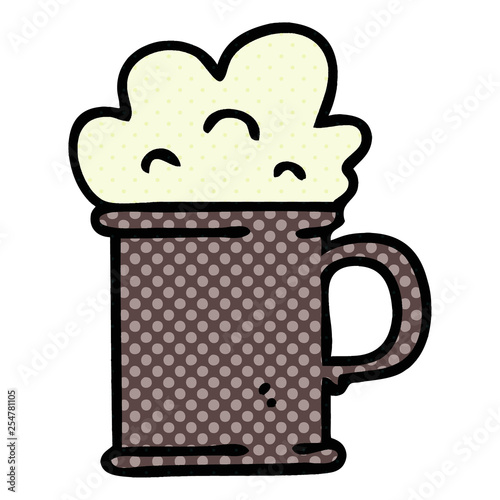 quirky comic book style cartoon tankard of beer