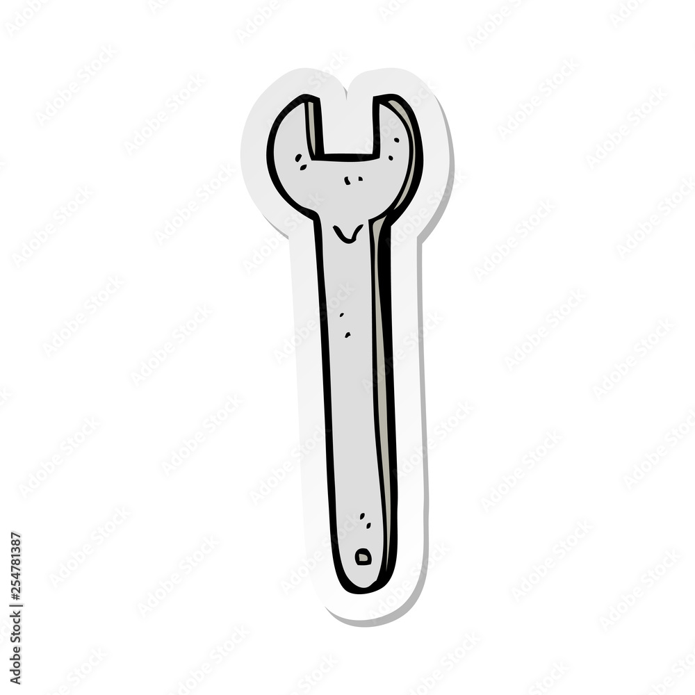 sticker of a cartoon spanner sticker of a cartoon spanner