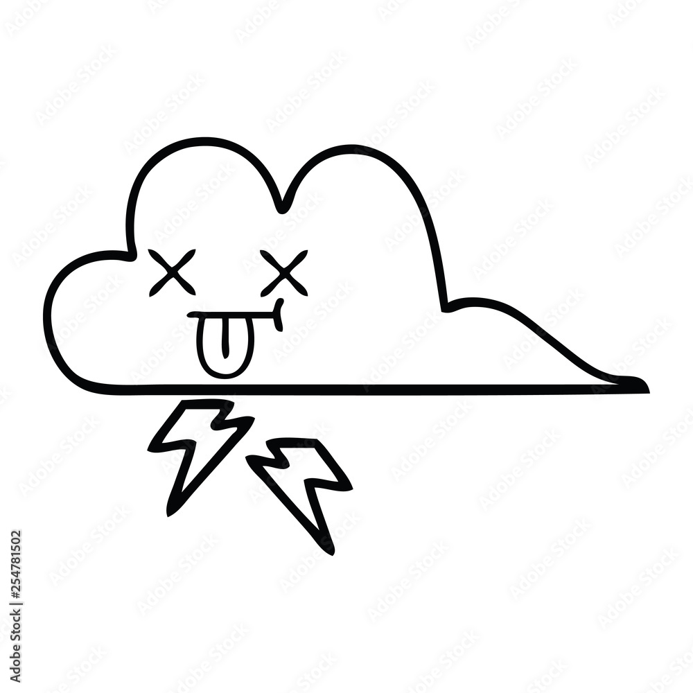 line drawing cartoon thunder cloud line drawing cartoon thunder cloud