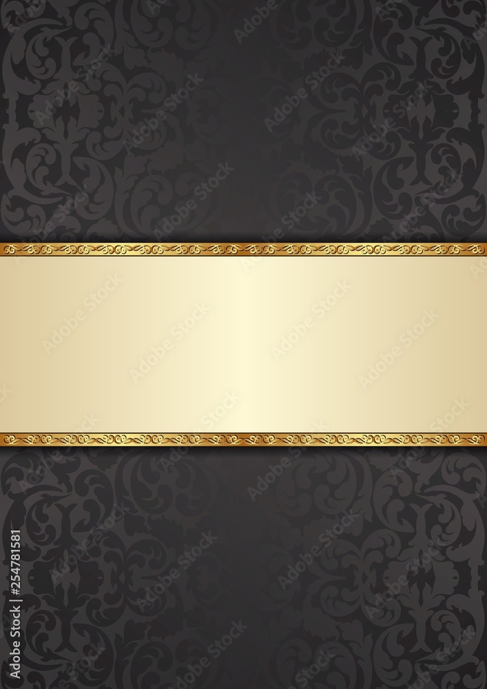 decorative background with floral pattern and golden frame