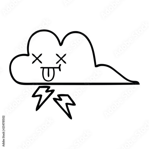 line drawing cartoon thunder cloud