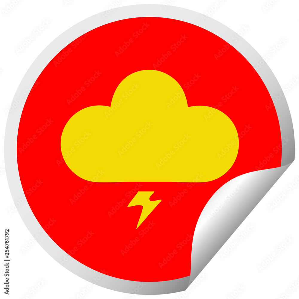 circular peeling sticker cartoon thunder cloud circular peeling sticker cartoon thunder cloud