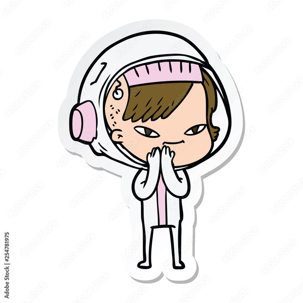 sticker of a cartoon astronaut woman