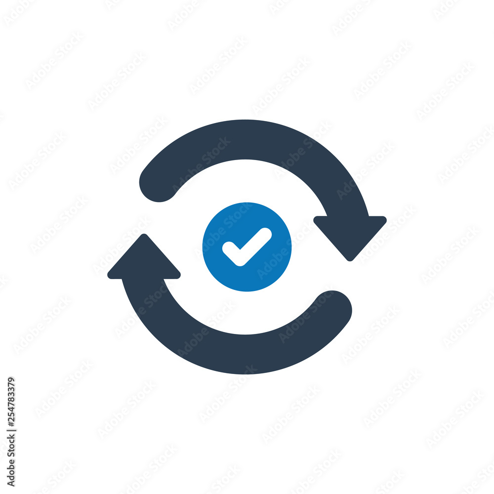 Refresh icon with check sign. Refresh icon and approved, confirm, done, tick, completed symbol Refresh icon with check sign. Refresh icon and approved, confirm, done, tick, completed symbol