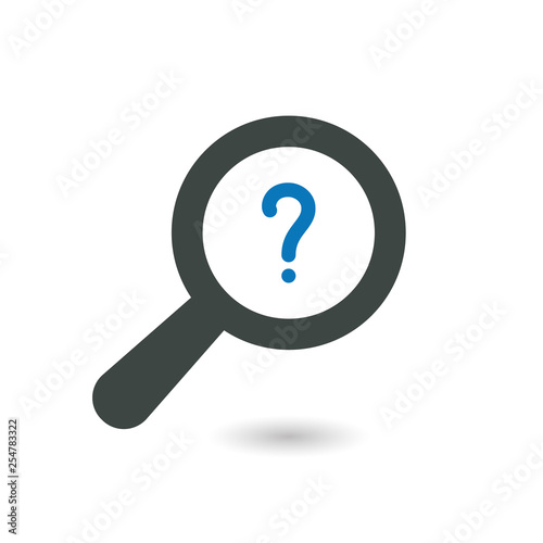 Find icon with question mark. Find icon and help, how to, info, query symbol