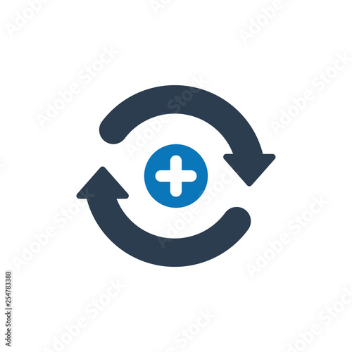 Refresh icon with add sign. Refresh icon and new, plus, positive symbol
