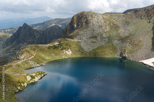 Amazing landscape with The Eye lake at The Seven Rila Lakes  Rila Mountain  Bulgaria