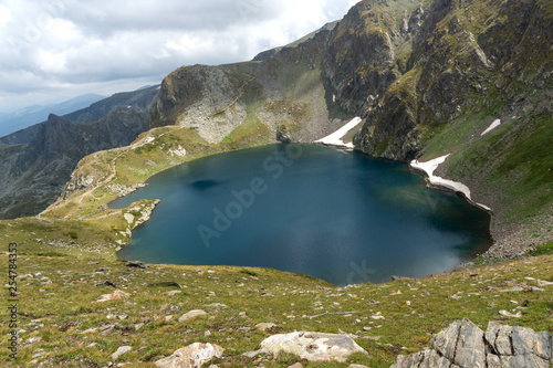 Amazing landscape with The Eye lake at The Seven Rila Lakes, Rila Mountain, Bulgaria