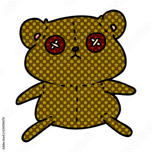 cartoon of a cute stiched up teddy bear
