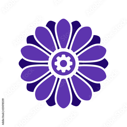 Flower icon with settings sign. Flower icon and customize, setup, manage, process symbol