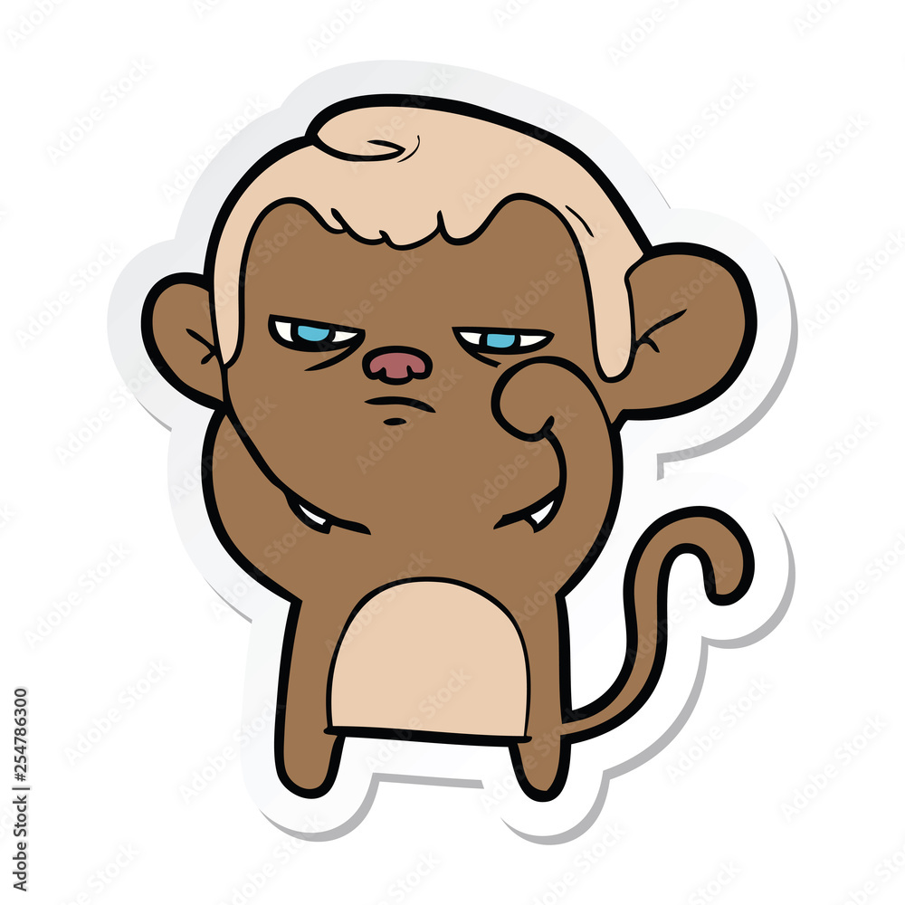 sticker of a cartoon annoyed monkey sticker of a cartoon annoyed monkey