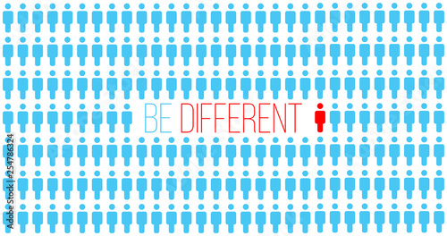 Be or think different. Being different in the crowd, move for success. individuality successful concept. unique person. business idea.