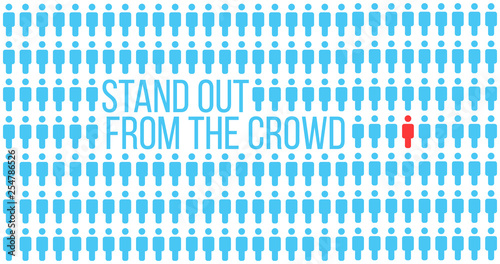Be or think different. Being different, stand out in the crowd, move for success. individuality successful concept. unique person. business idea.