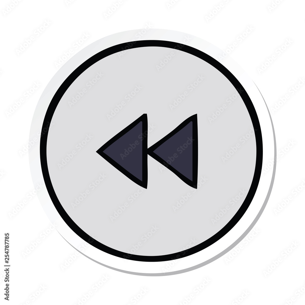 sticker of a cute cartoon rewind button sticker of a cute cartoon rewind button