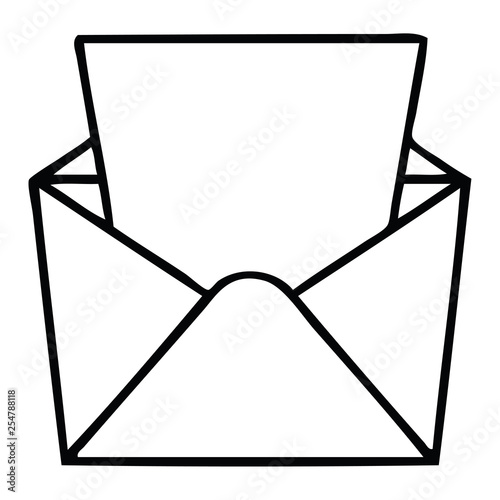 quirky line drawing cartoon letter and envelope