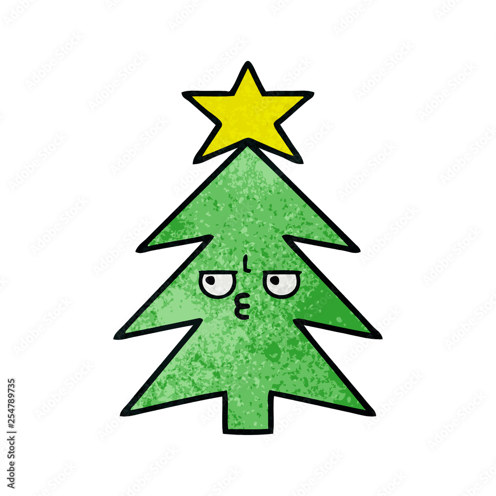 retro grunge texture cartoon christmas tree retro grunge texture cartoon christmas tree