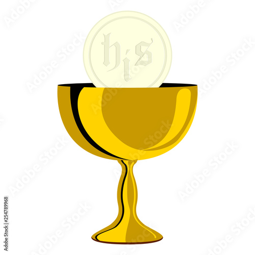 Communion chalice and host. Vector illustration design