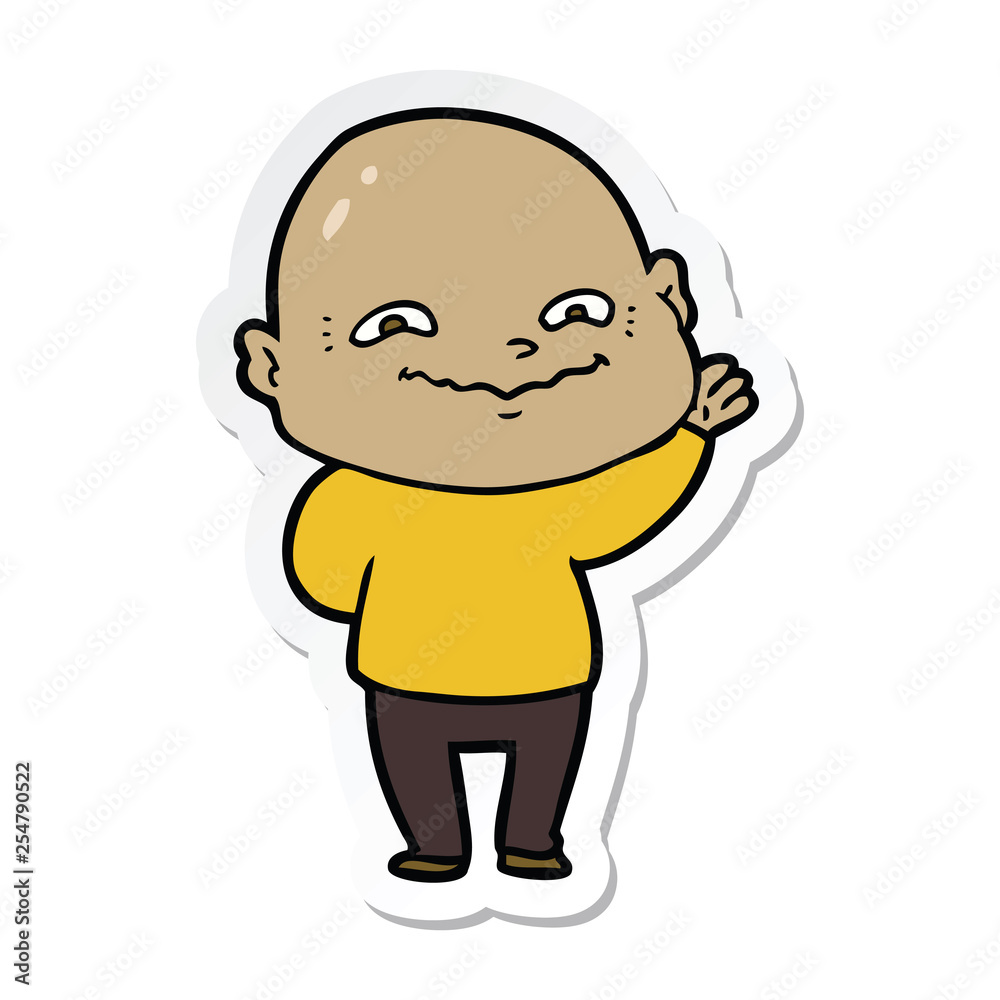 sticker of a cartoon creepy guy sticker of a cartoon creepy guy