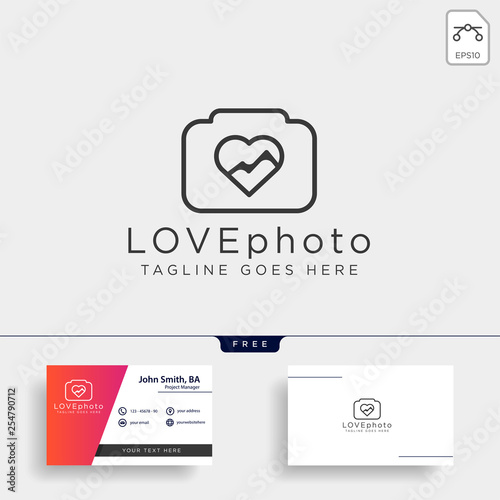 love photography logo template vector illustration icon element isolated