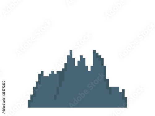 Isolated pixel mountain. Videogame. Vector illustration design