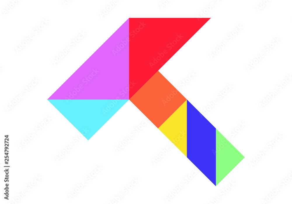 Color tangram puzzle in hammer shape on white background (Vector) Color tangram puzzle in hammer shape on white background (Vector)