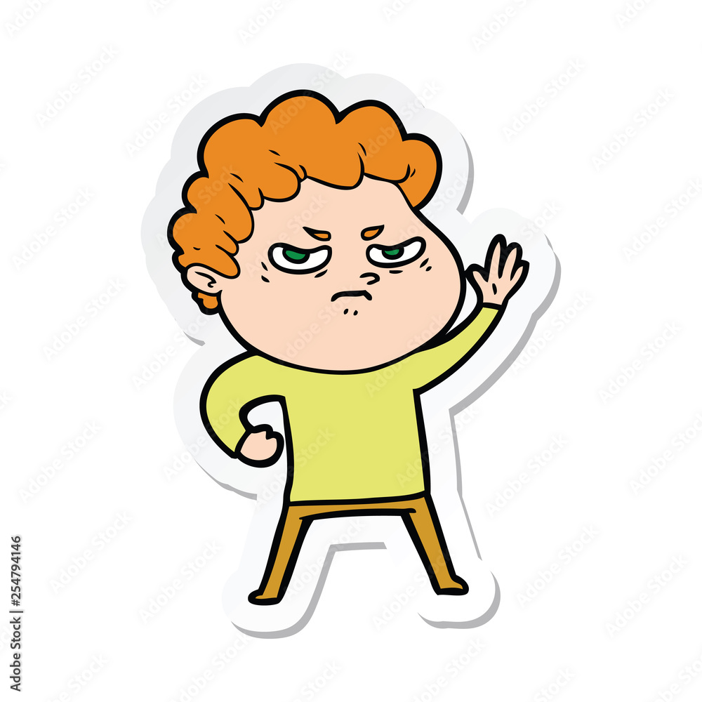 sticker of a cartoon angry man sticker of a cartoon angry man