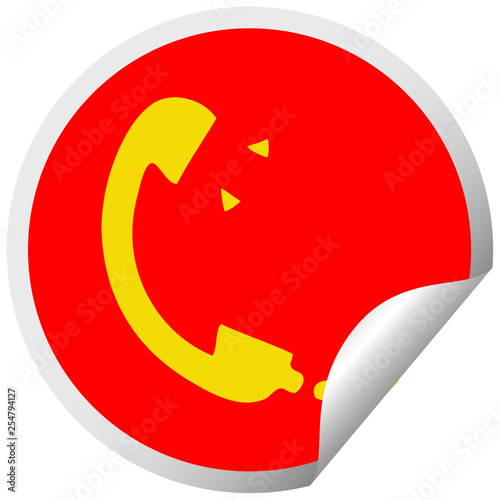 circular peeling sticker cartoon telephone receiver