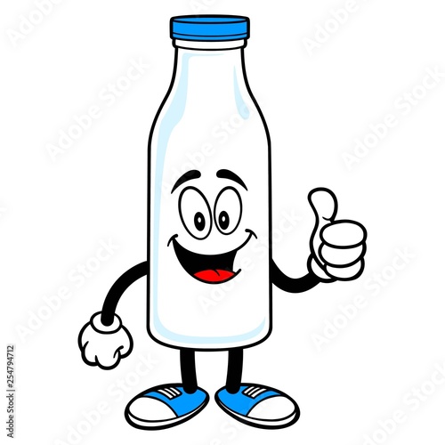 Milk Mascot with Thumbs Up - A vector cartoon illustration of a Milk Mascot holding a Thumbs Up.