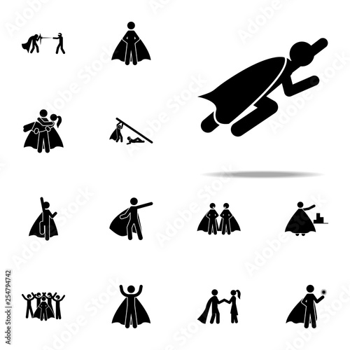 hero, flying icon. hero icons universal set for web and mobile