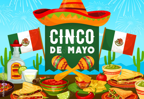 Mexican food, drink and Cinco de Mayo sombrero