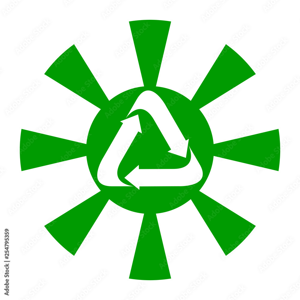 Isolated recycling symbol in a sun. Vector illustration design Isolated recycling symbol in a sun. Vector illustration design