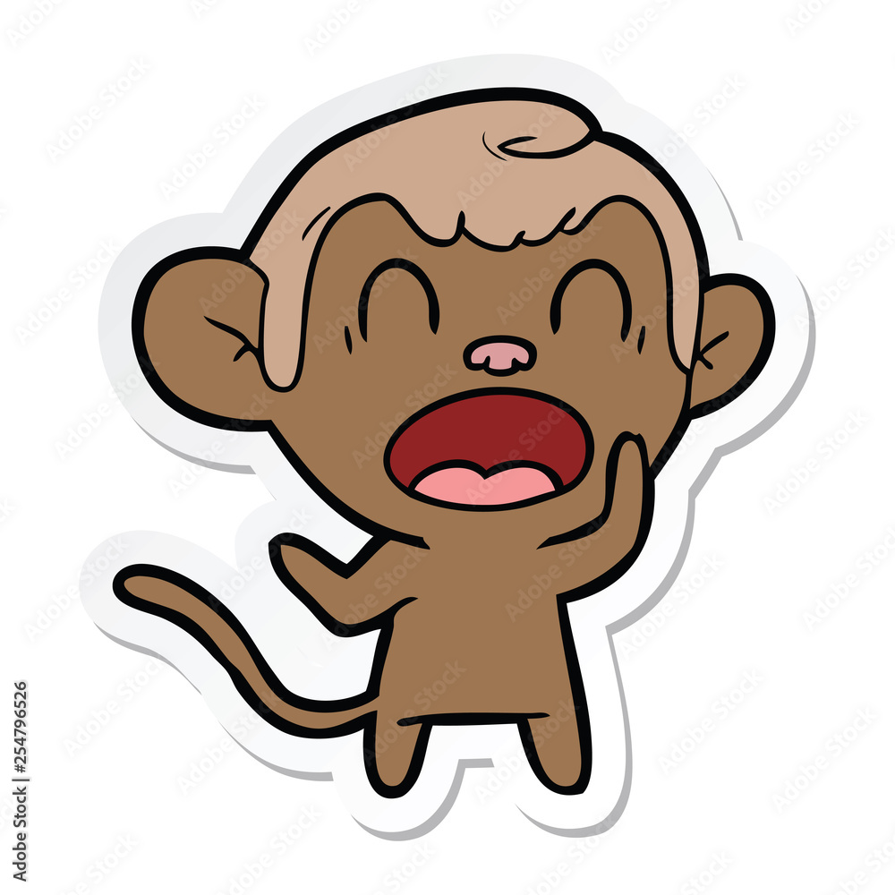 sticker of a shouting cartoon monkey sticker of a shouting cartoon monkey