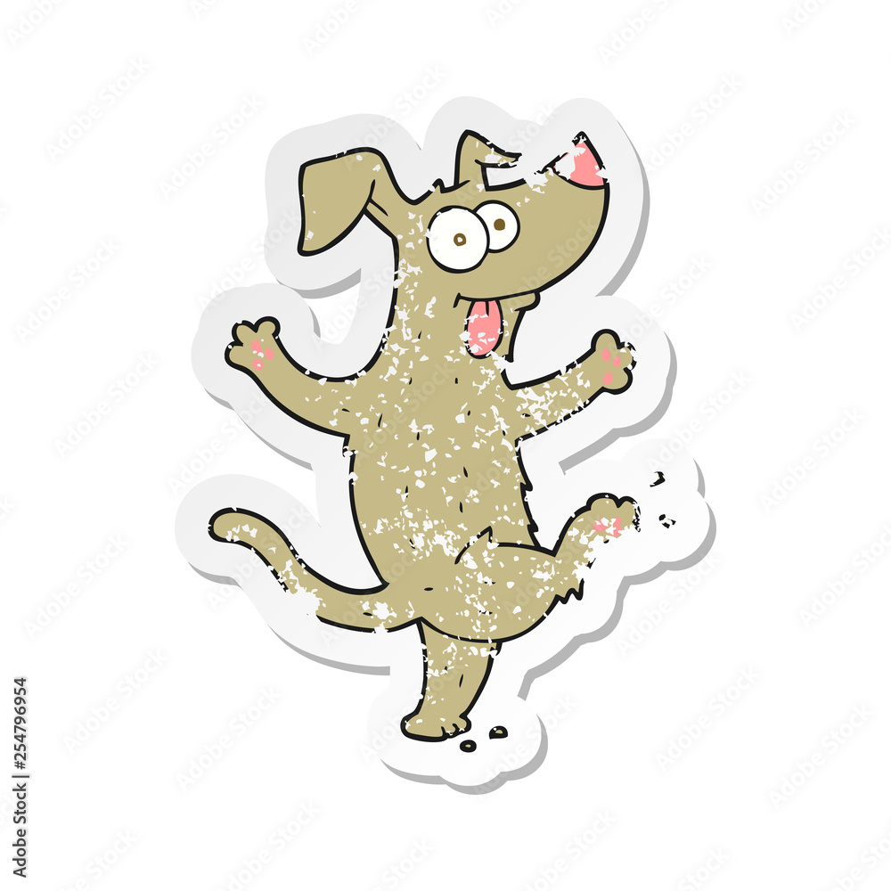 retro distressed sticker of a cartoon dancing dog Stock Vector | Adobe Stock retro distressed sticker of a cartoon dancing dog Stock Vector | Adobe Stock
