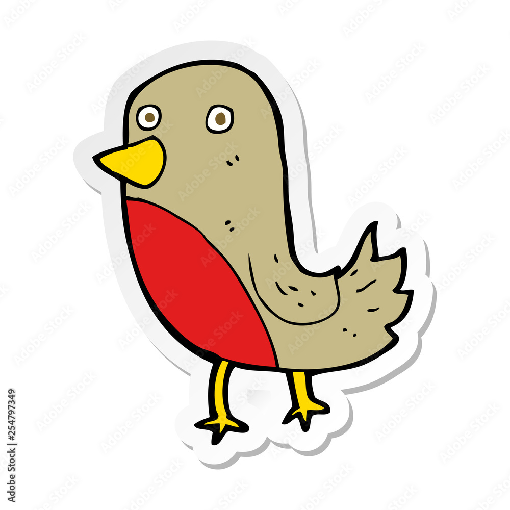 sticker of a cartoon robin sticker of a cartoon robin