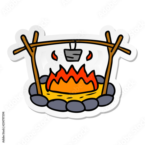 sticker cartoon doodle of a camp site