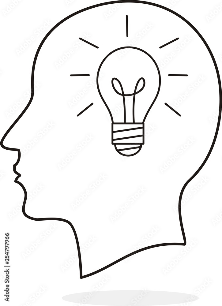 head and brain vector illustration.Man head mind thinking vector icon. head and brain vector illustration.Man head mind thinking vector icon.