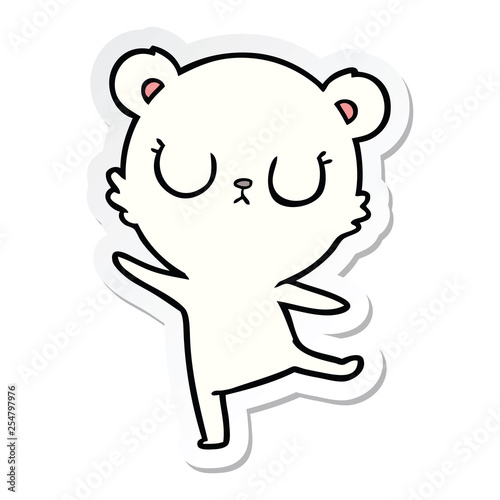 sticker of a peaceful cartoon polar bear
