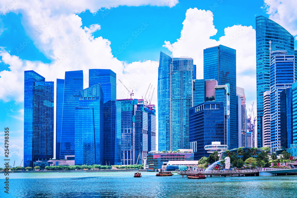 Fototapeta premium Skyline of Downtown Core Marina Bay Financial Center Singapore