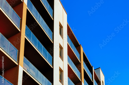 Residential apartment house facade with empty place for copy space