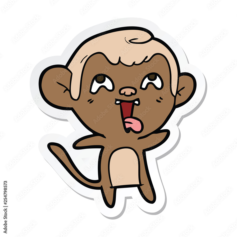 sticker of a crazy cartoon monkey sticker of a crazy cartoon monkey