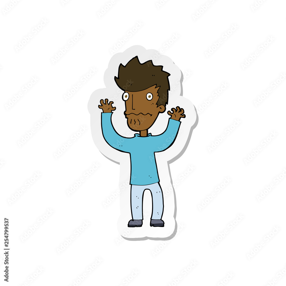 sticker of a cartoon frightened man sticker of a cartoon frightened man