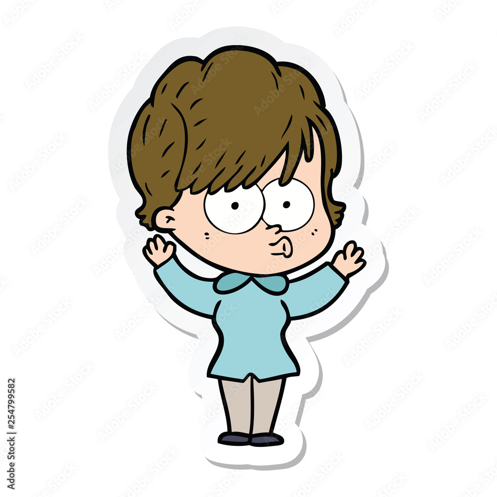 sticker of a cartoon woman