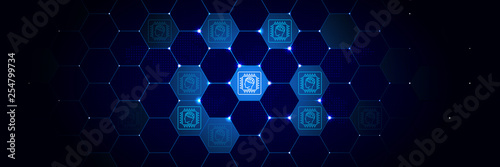  Smart machine cheep icon in the technological comb bacground