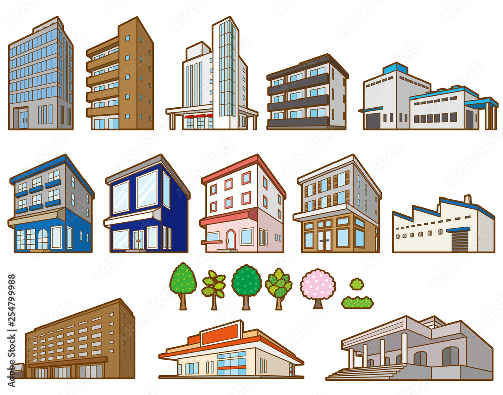 いろいろな建物の立体イラスト Stock Vector Adobe Stock